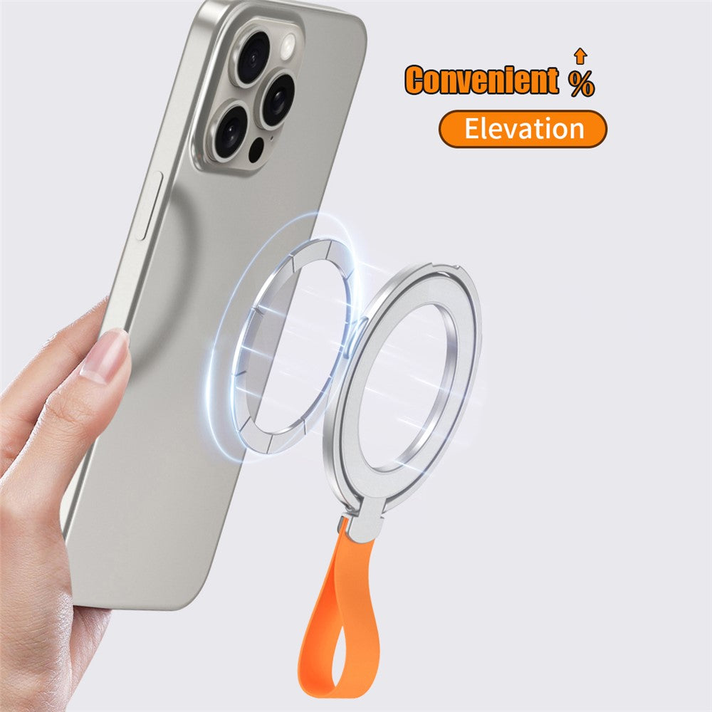 Magnetic Phone Grip Dual Ring Holder Phone Kickstand Foldable Stand with Strap