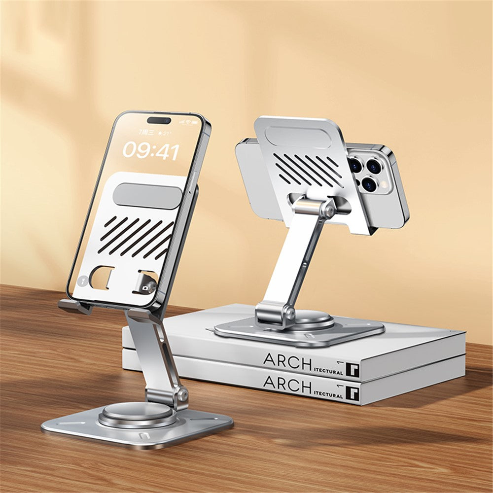 XUNDD XDHO-027 Phone Holder Rotation Foldable Desktop Tablet Stand for iPhone 16 / 16 Plus / 16 Pro / 16 Pro Max