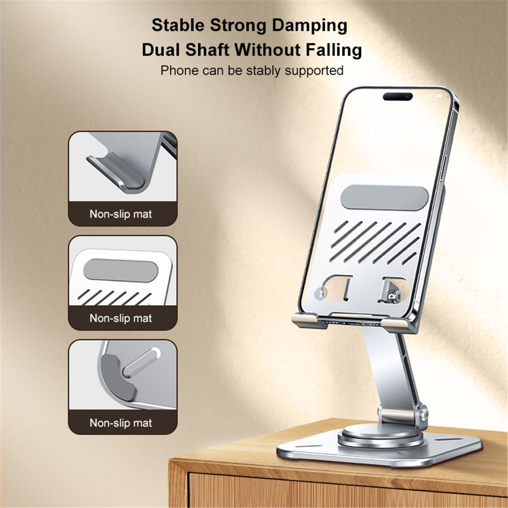 XUNDD XDHO-027 Phone Holder Rotation Foldable Desktop Tablet Stand for iPhone 16 / 16 Plus / 16 Pro / 16 Pro Max