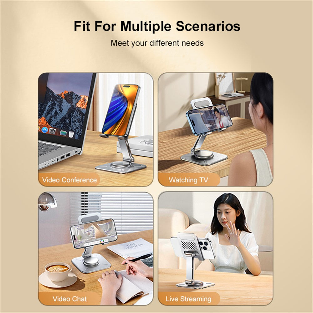 XUNDD XDHO-027 Phone Holder Rotation Foldable Desktop Tablet Stand for iPhone 16 / 16 Plus / 16 Pro / 16 Pro Max