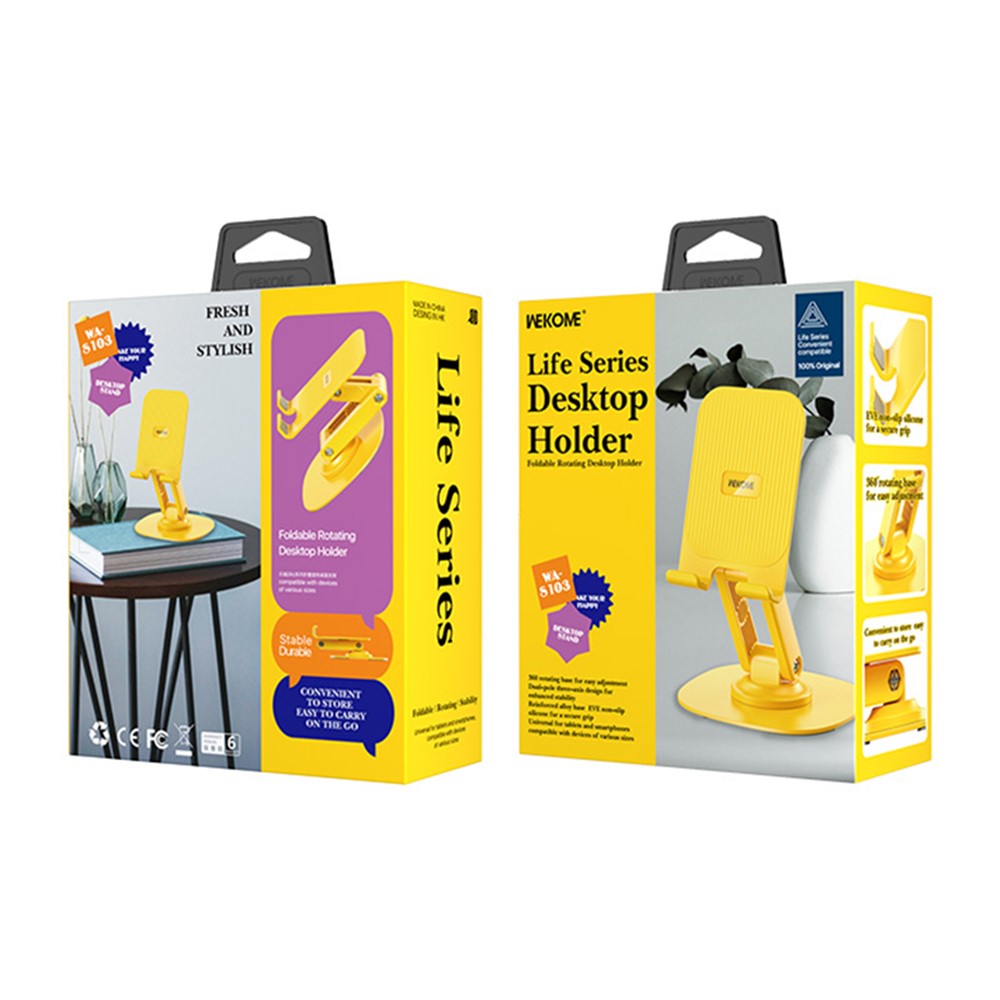 WEKOME Life Series WA-SL03 Foldable Phone Stand ABS+Silicone Rotatable Desktop Cradle Dock