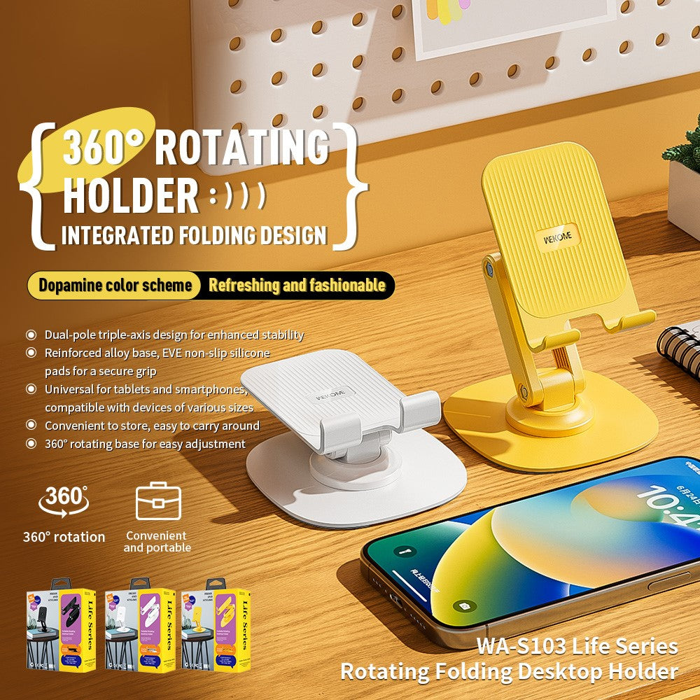 WEKOME Life Series WA-SL03 Foldable Phone Stand ABS+Silicone Rotatable Desktop Cradle Dock