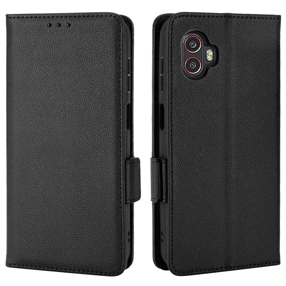 For Samsung Galaxy Xcover6 Pro 5G Anti-scratch Phone Flip Folio Case Litchi Texture Dual Magnetic Clasp PU Leather Phone Cover Wallet Stand