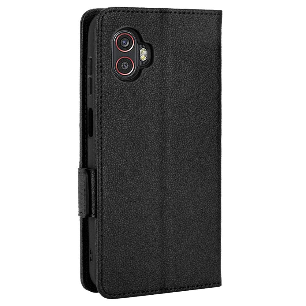 For Samsung Galaxy Xcover6 Pro 5G Anti-scratch Phone Flip Folio Case Litchi Texture Dual Magnetic Clasp PU Leather Phone Cover Wallet Stand
