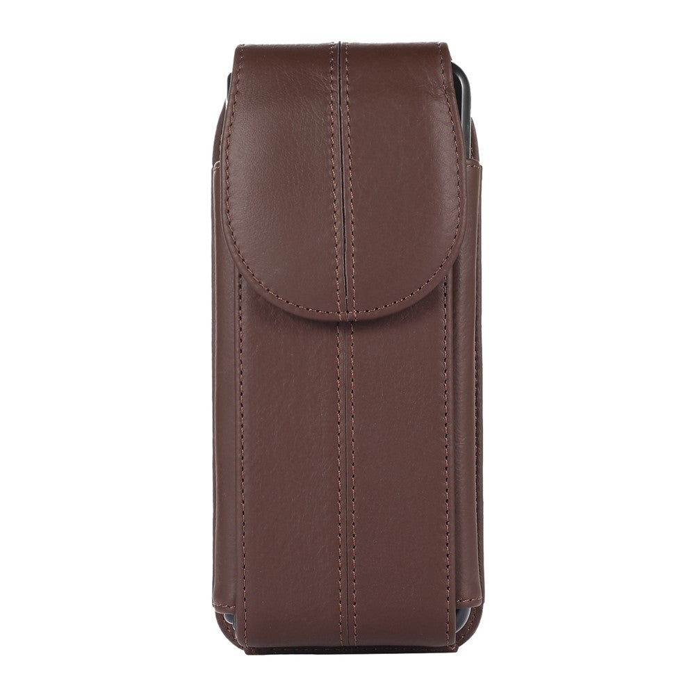 For Samsung Galaxy Z Fold3 5G Genuine Cowhide Leather Holster Vertical Phone Bag with Belt Loop and Carabiner