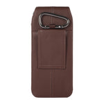 For Samsung Galaxy Z Fold3 5G Genuine Cowhide Leather Holster Vertical Phone Bag with Belt Loop and Carabiner