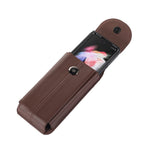 For Samsung Galaxy Z Fold3 5G Genuine Cowhide Leather Holster Vertical Phone Bag with Belt Loop and Carabiner