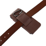 For Samsung Galaxy Z Fold3 5G Genuine Cowhide Leather Holster Vertical Phone Bag with Belt Loop and Carabiner