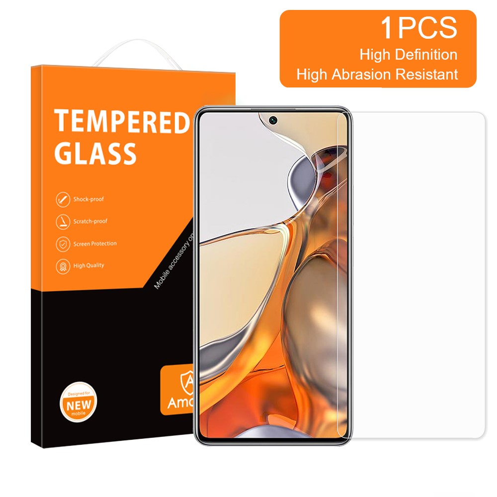 AMORUS För Xiaomi 11T 5G/11T Pro 5G Splittersäker 2.5D Arc Edge Hög Aluminium-Silicon Glas Skärmskydd