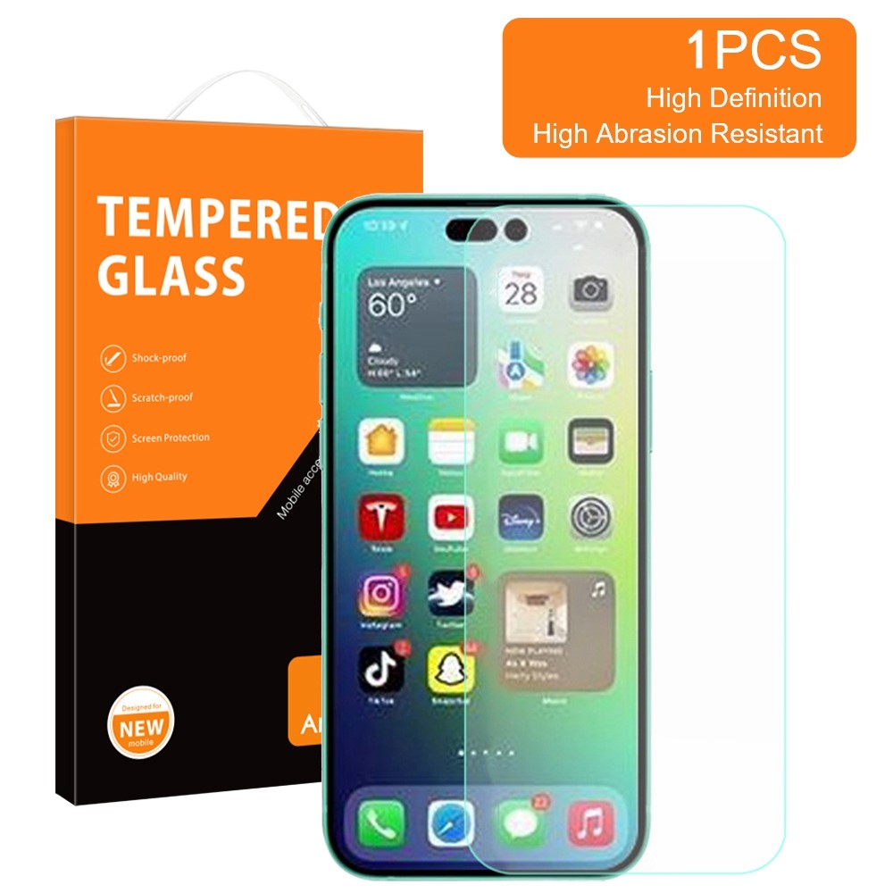 AMORUS For iPhone 14 Pro 6.1 inch Clear Screen Protector High Aluminum-silicon Glass 9H Hardness 2.5D Edge Scratch Resistant Film