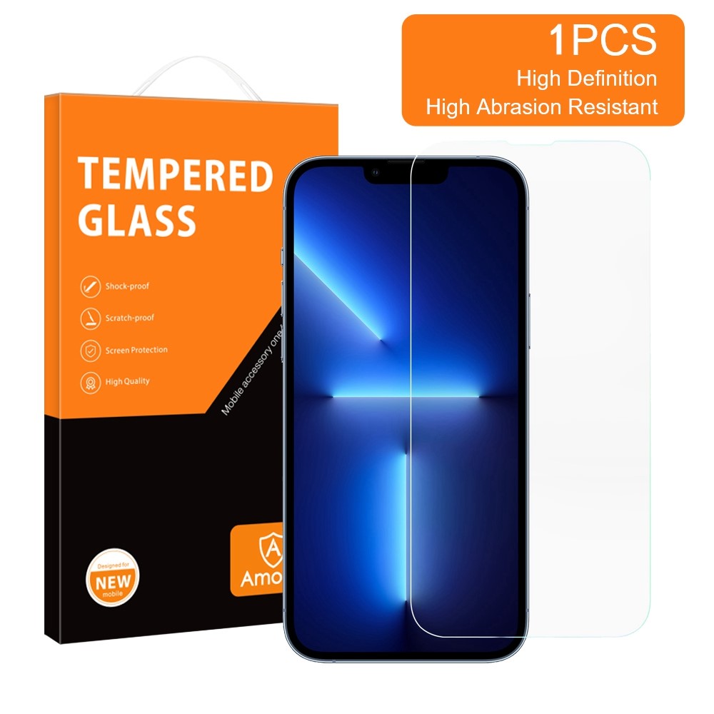 AMORUS For iPhone 13 / 13 Pro / 14 Anti-explosion Screen Protector Scratch-resistant 2.5D High Aluminum-silicon Glass Film