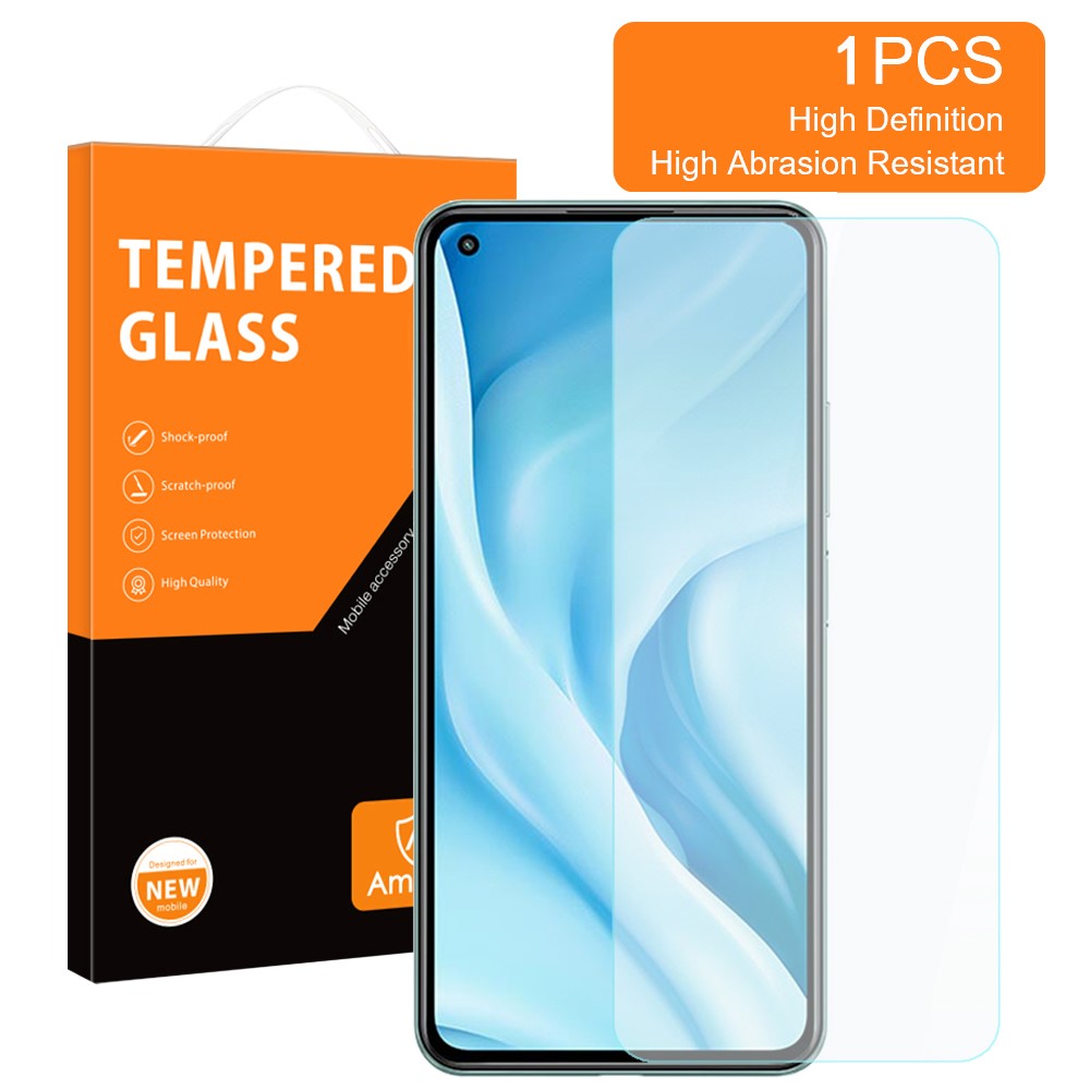 AMORUS høj aluminium-siliciumglasfilm med pletbeskyttelse, 2.5D-buet kant og høj hårdhed, skærmbeskytter til Xiaomi Mi 11 Lite 4G/5G/11 Lite 5G NE