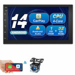 R913B 1+32GB 7 Inch 2 DIN Car Stereo Android 14 CarPlay 12-LED Rearview Camera HD IPS Screen GPS Navigator