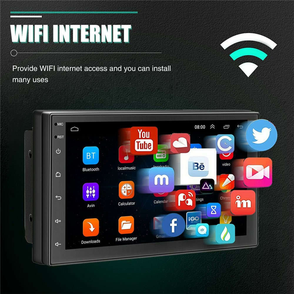 R913B 1+32GB 7 Inch 2 DIN Car Stereo Android 14 CarPlay 12-LED Rearview Camera HD IPS Screen GPS Navigator