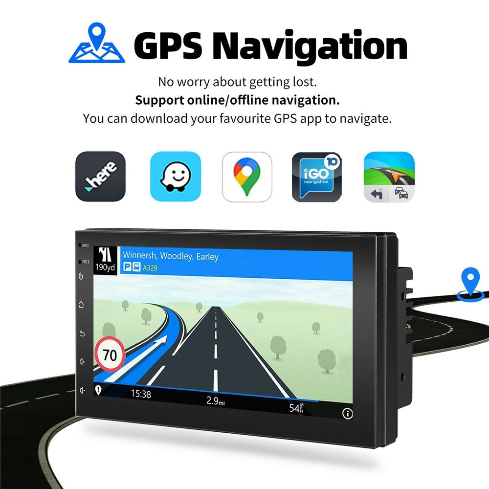 R913B 1+32GB 7 Inch 2 DIN Car Stereo Android 14 CarPlay 12-LED Rearview Camera HD IPS Screen GPS Navigator