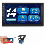 R913C 2+32GB 7 tommer 2 DIN bilstereo Android 14 CarPlay 12-LED bakkamera HD IPS-skærm GPS-navigator