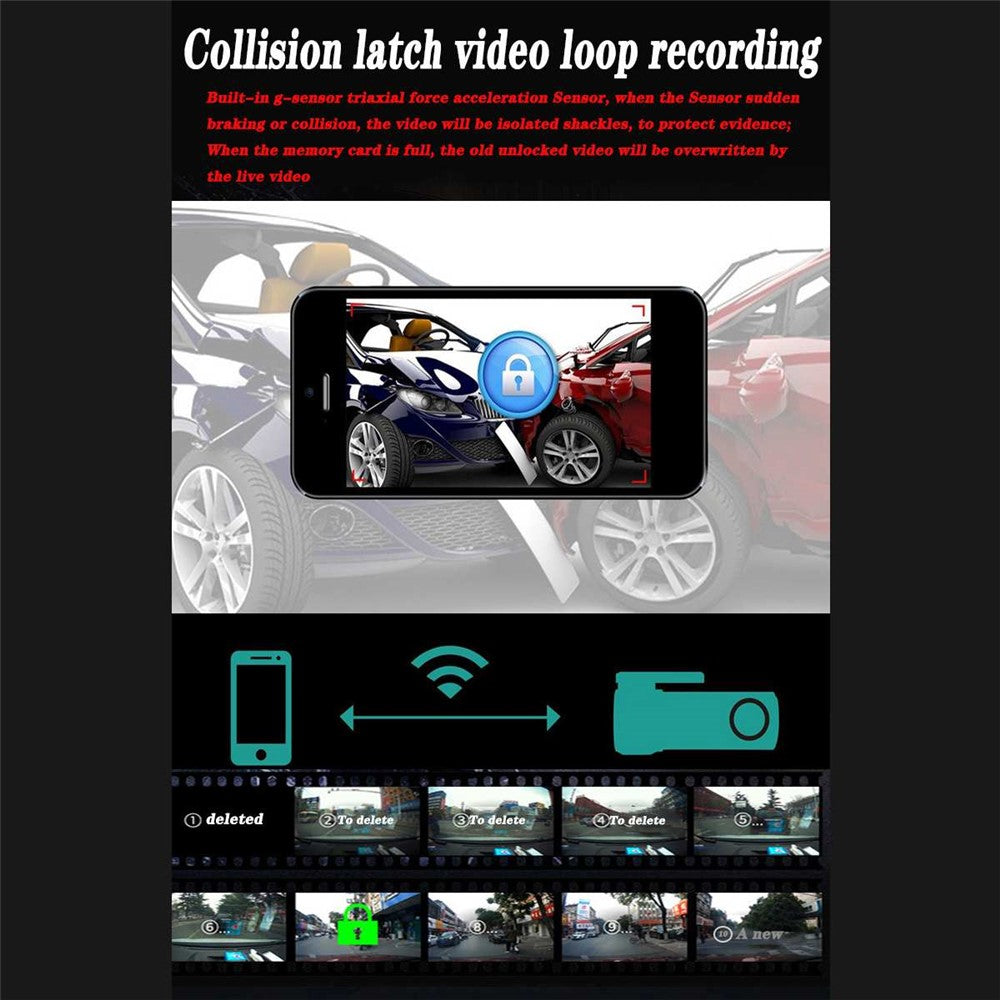 G10 1080P HD Bil DVR Køreoptager WiFi Videooptager Dash Cam Nattesyn Parkeringsmonitor Kamera
