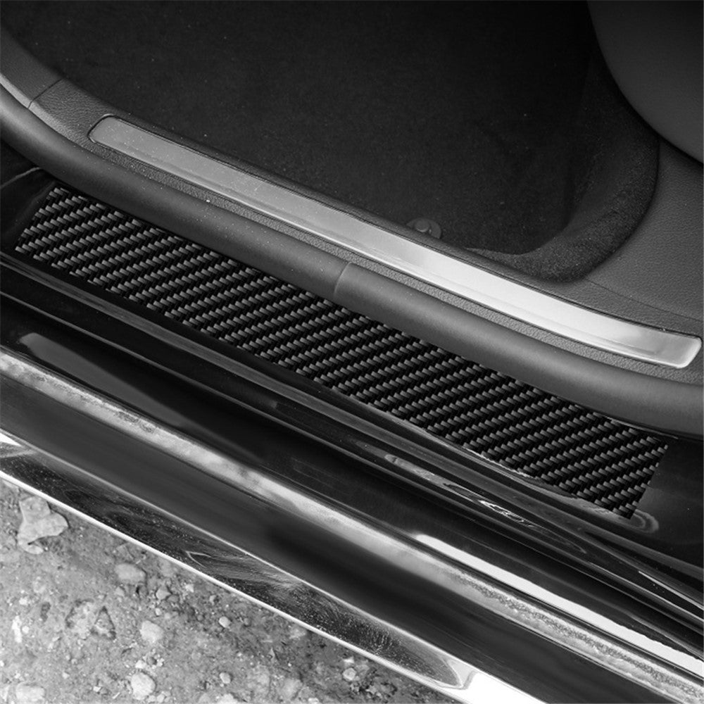 1304 4Pcs / Set Universal Car Door Sill Decorative Sticker Anti-scratch PVC Carbon Fiber Texture Decals