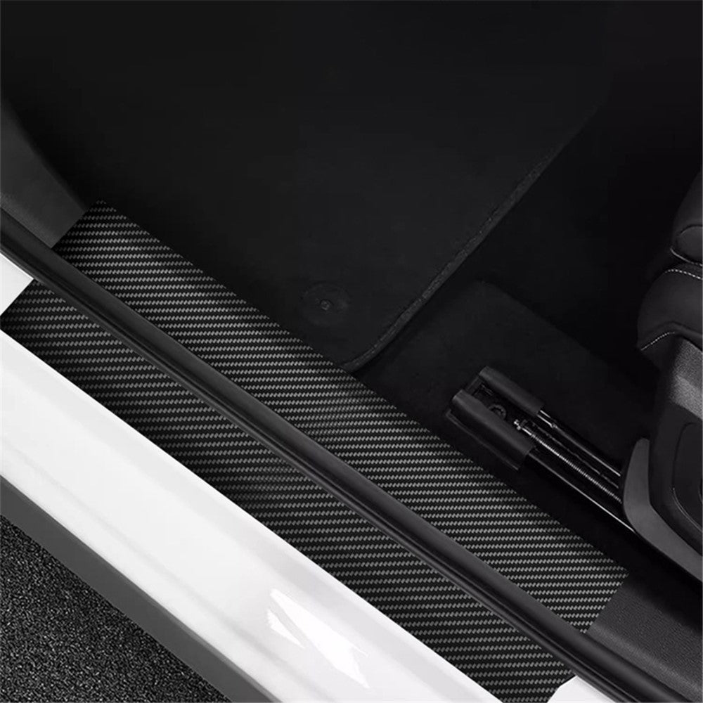 1304 4Pcs / Set Universal Car Door Sill Decorative Sticker Anti-scratch PVC Carbon Fiber Texture Decals
