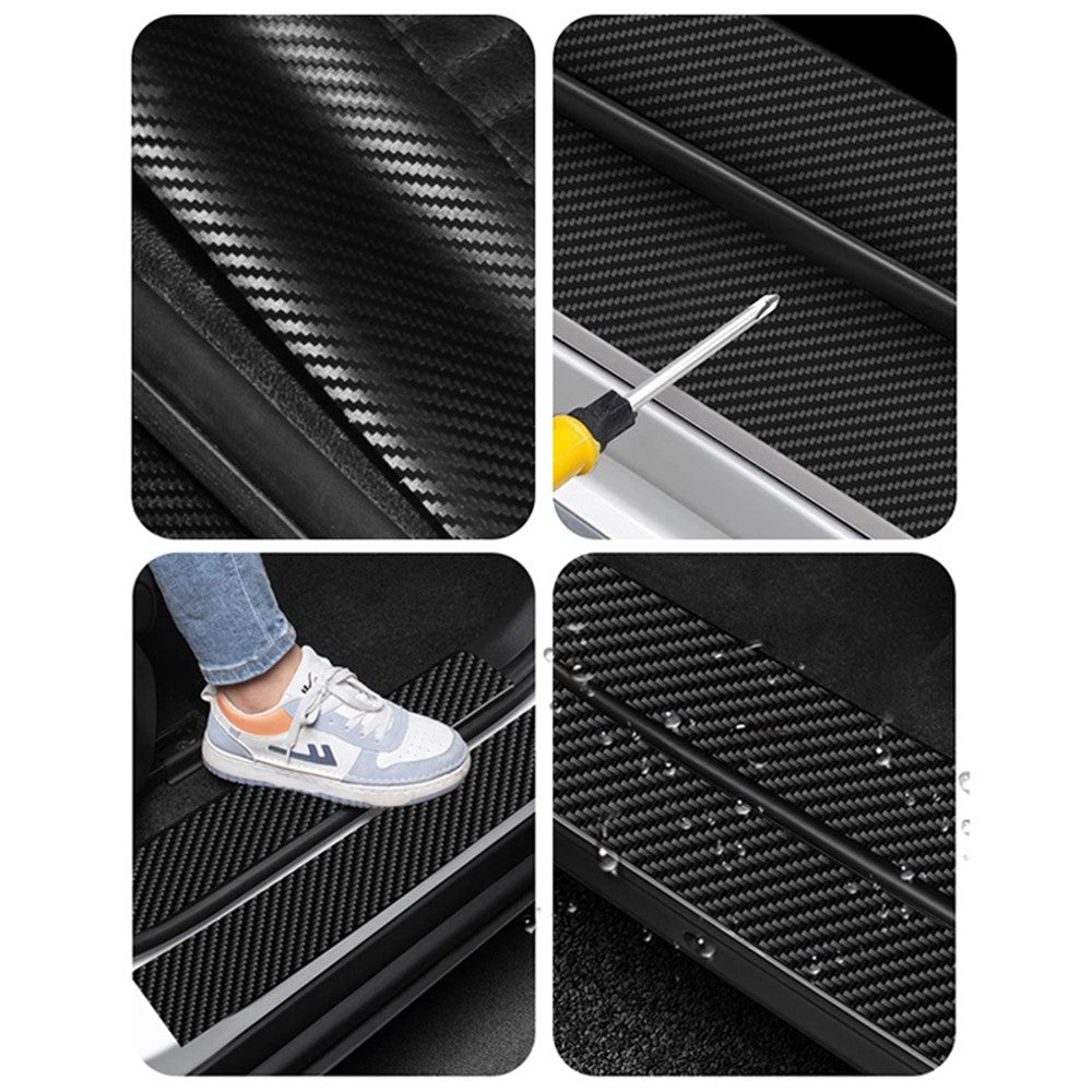 1304 4Pcs / Set Universal Car Door Sill Decorative Sticker Anti-scratch PVC Carbon Fiber Texture Decals