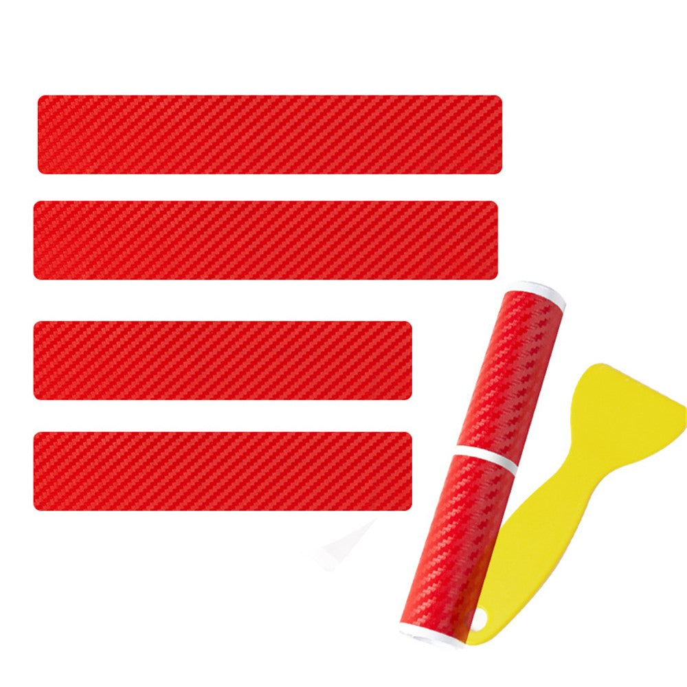 1304 4Pcs / Set Universal Car Door Sill Decorative Sticker Anti-scratch PVC Carbon Fiber Texture Decals