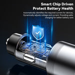 ESSAGER PD 45W Hurtigopladning Aluminiumlegering Type-C+Ip+USB-A 3-port Bilopladeradapter