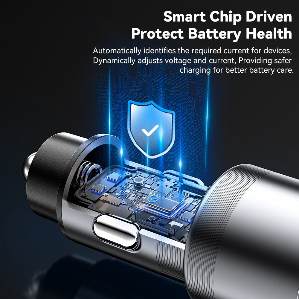ESSAGER PD 45W Hurtigopladning Aluminiumlegering Type-C+Ip+USB-A 3-port Bilopladeradapter