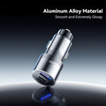 ESSAGER PD 45W Hurtigopladning Aluminiumlegering Type-C+Ip+USB-A 3-port Bilopladeradapter