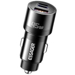 ESSAGER PD 45W Hurtigopladning Aluminiumlegering Type-C+Ip+USB-A 3-port Bilopladeradapter