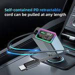 C77 Bluetooth-compatible Car Charger FM Transmitter Fast Charging Adapter with PD 30W Extendable Type-C Cable