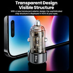 TOOCKI TQ-CC25A Billader 60W Dobbelt Port USB-A og USB-C Hurtigopladningsadapter Til Brug i Køretøjer