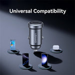 USAMS CC321 Billaddare PD 30W Snabbladdning Enkelport Aluminiumlegering Mini Cigarettändarladdare för Bil