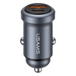 USAMS CC322 30W Billader USB-A + USB-C Aluminiumlegering Hurtigopladende Cigartænderoplader til Køretøjer