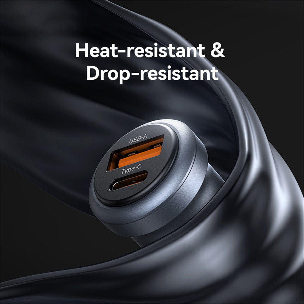 USAMS CC322 30W Billader USB-A + USB-C Aluminiumlegering Hurtigopladende Cigartænderoplader til Køretøjer