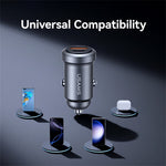 USAMS CC322 30W Billader USB-A + USB-C Aluminiumlegering Hurtigopladende Cigartænderoplader til Køretøjer