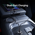 USAMS CC322 30W Billader USB-A + USB-C Aluminiumlegering Hurtigopladende Cigartænderoplader til Køretøjer