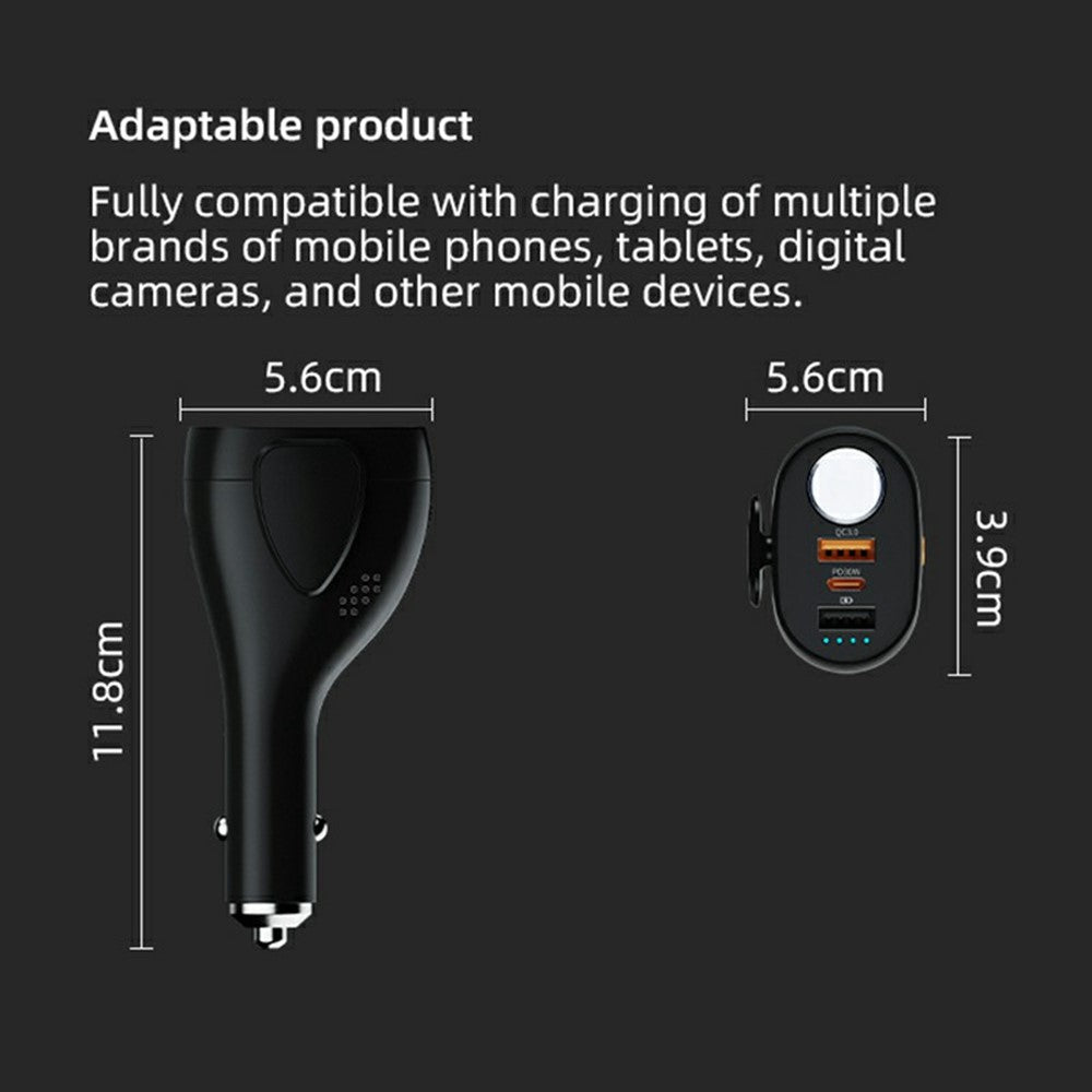 A13 Multifunktionel QC3.0 Billader Nødværktøj Sikkerhedshammer Seleskærer med LED Lommelygte 2000mAh Powerbank