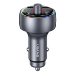 USAMS CC328 30W USB-A + Type-C digitalt display Bluetooth-kompatibel FM biloplader med RGB-stemningslys