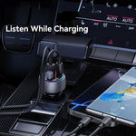 USAMS CC328 30W USB-A + Type-C digitalt display Bluetooth-kompatibel FM biloplader med RGB-stemningslys