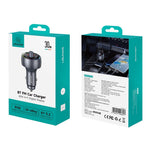 USAMS CC328 30W USB-A + Type-C digitalt display Bluetooth-kompatibel FM biloplader med RGB-stemningslys