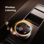USAMS CC328 30W USB-A + Type-C digitalt display Bluetooth-kompatibel FM biloplader med RGB-stemningslys