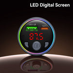 USAMS CC328 30W USB-A + Type-C digitalt display Bluetooth-kompatibel FM biloplader med RGB-stemningslys