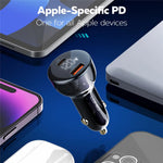 LDNIO C101 100W Car Charger LED Display Dual Port USB-A Type-C PD QC3.0 Fast Charging Car Adapter