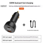 LDNIO C101 100W Car Charger LED Display Dual Port USB-A Type-C PD QC3.0 Fast Charging Car Adapter
