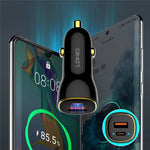 LDNIO C103 60W Dobbelt Port Biloplader PD 30W+QC 30W PPS Hurtigopladende Biladapter til Telefon Tablet