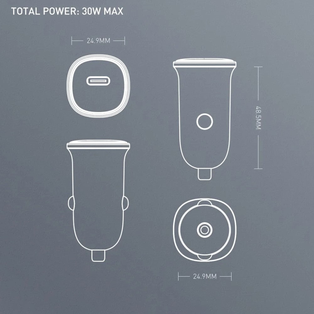 LDNIO C106 30W USB-C Car Charger Single Port PD3.0 PPS Fast Charging Adapter for Phone Tablet