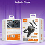 LDNIO C107 30W Car Charger PD QC Fast Charging Car Adapter with Retractable iP (5-14) & Type-C Cable