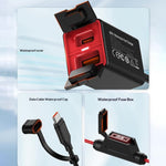 LDNIO C108 Motorcykeloplader 60W Dobbeltport PD QC Hurtigopladning Vandtæt Adapter til Batteri