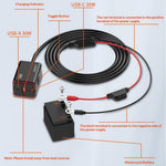 LDNIO C108 Motorcykeloplader 60W Dobbeltport PD QC Hurtigopladning Vandtæt Adapter til Batteri