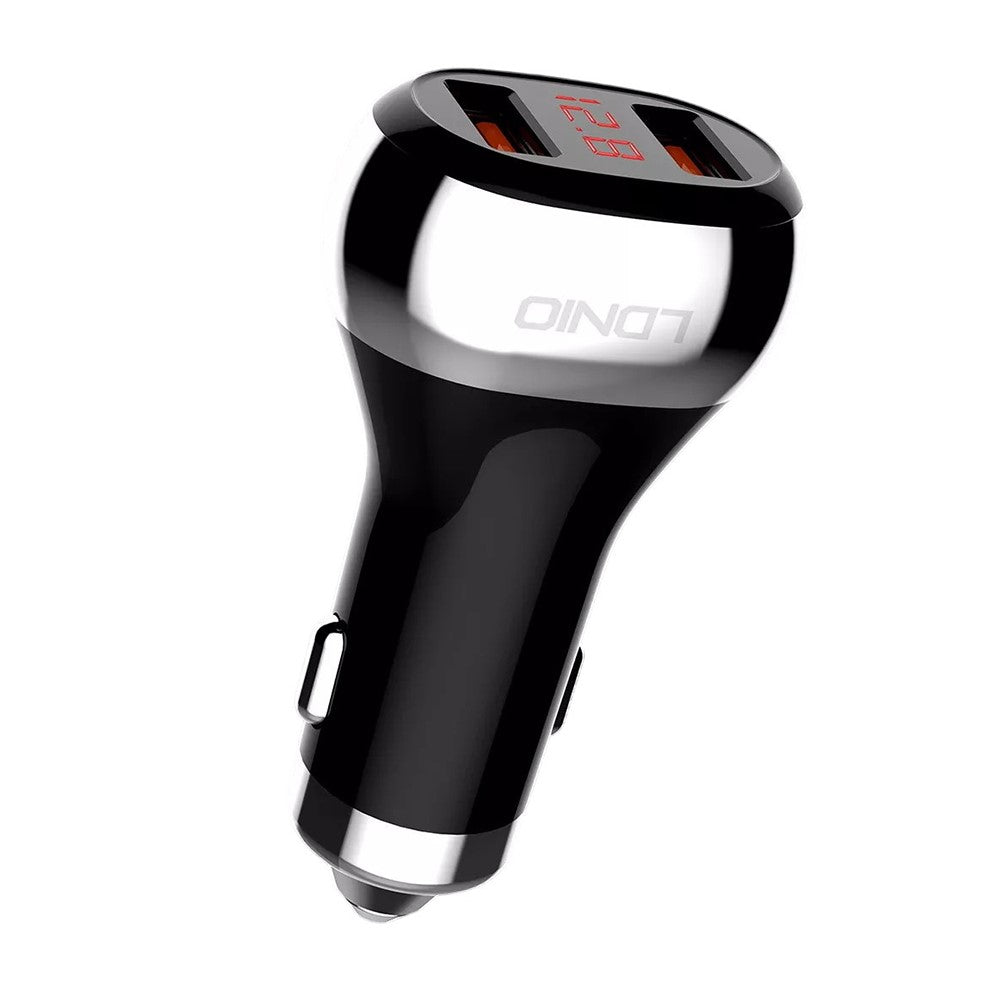 LDNIO C2 Dubbel QC3.0 Billaddare 36W Dubbla USB-portar LED-display Batteriövervakning Snabbladdning Cigarettändaruttag Biladapter